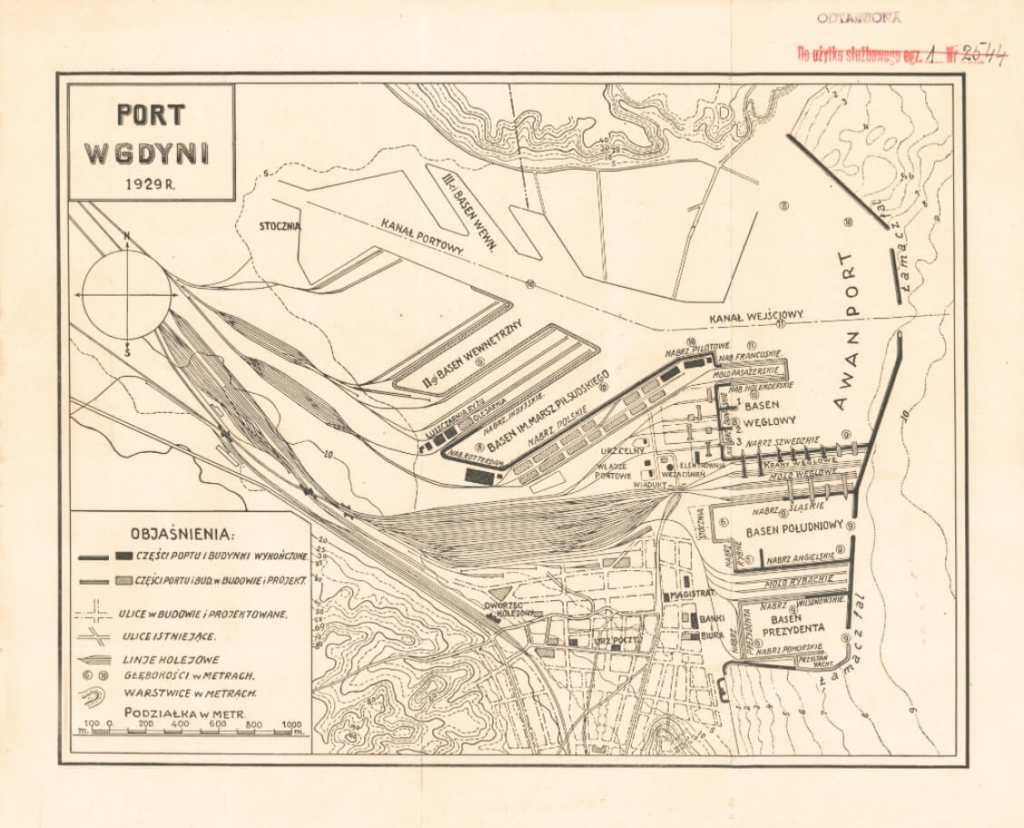 Przedwojenny plan portu w Gdyni w 1929 r