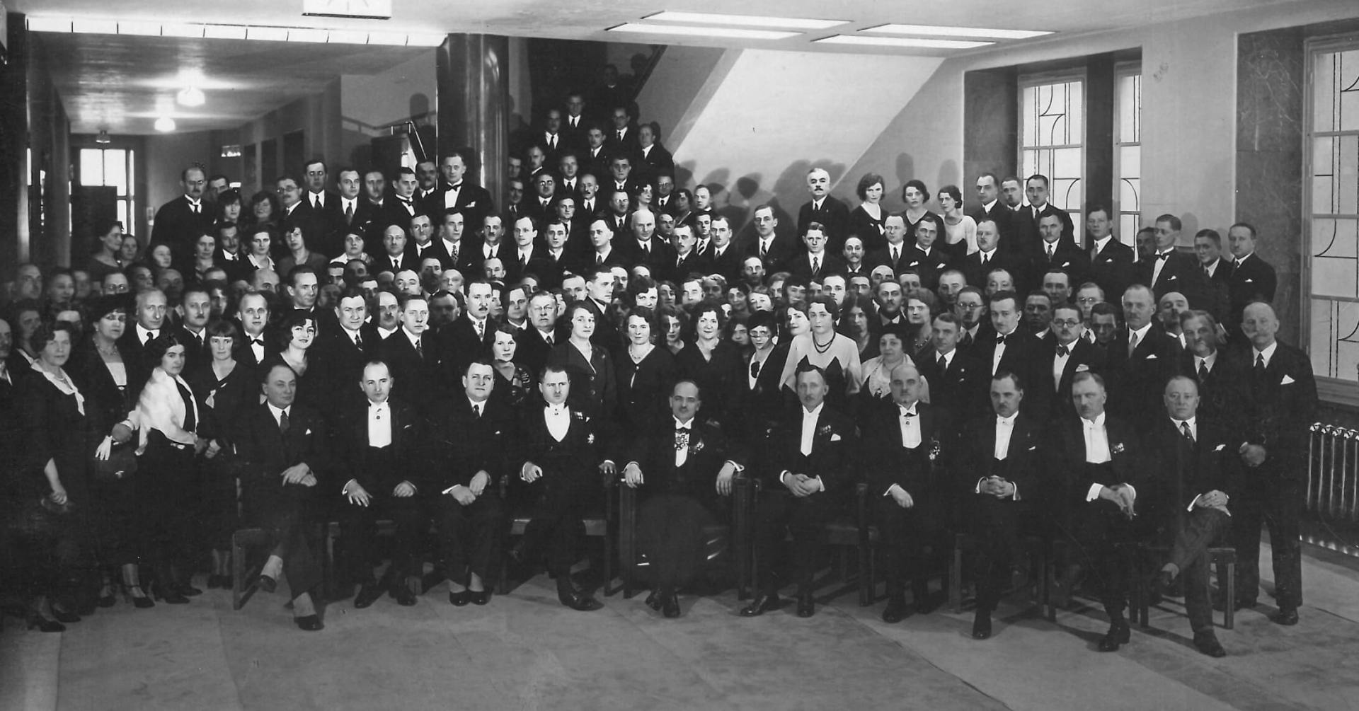 New Year's Eve in the BGK building, 4th from the left in the 1st row is vice-president of BGK S. Starzyński, 1933